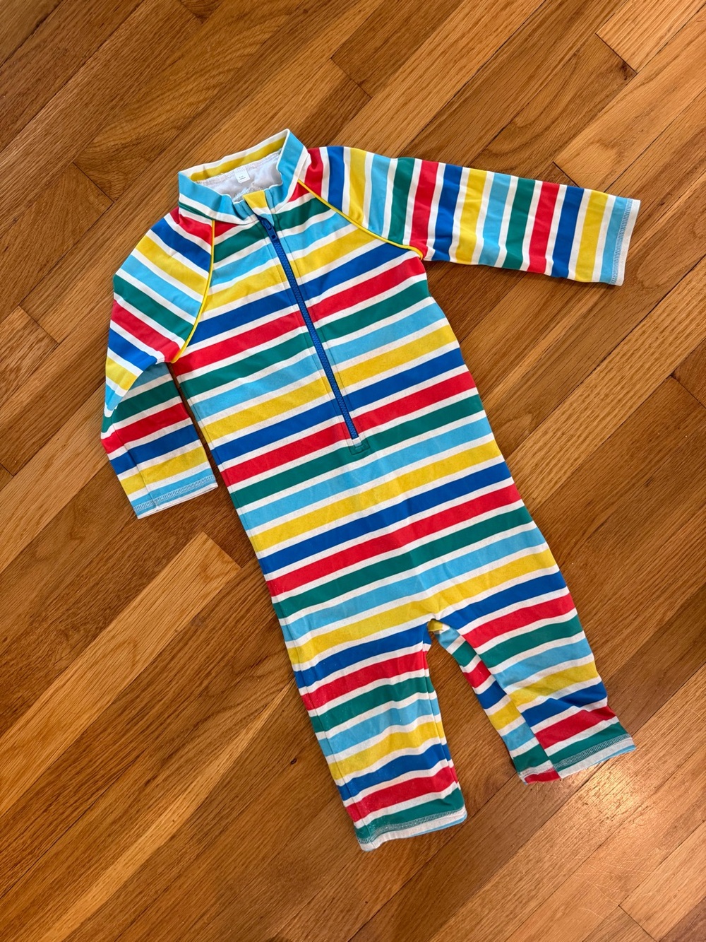 Baby Boden Yellow and White Striped Rash Guard
